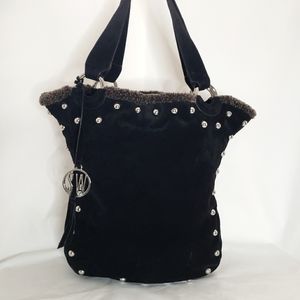Stuart Weitzman Black Suede Bucket Bag